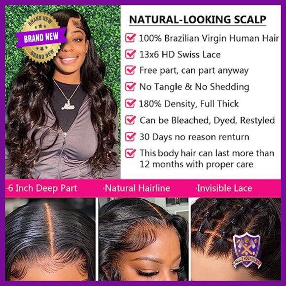 28 Inch Body Wave Lace Front Wig Human Hair 13x6 HD Lace 180% Density main image 5